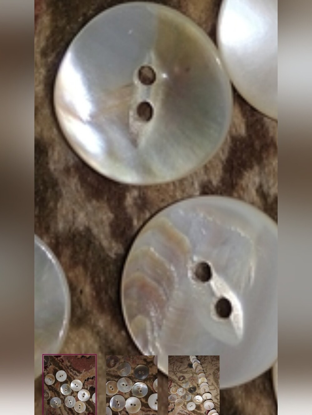 Genuine Antique 2 Hole 3/4" Mother Of Pearl Buttons. 1 Dozen (12) Per Pack